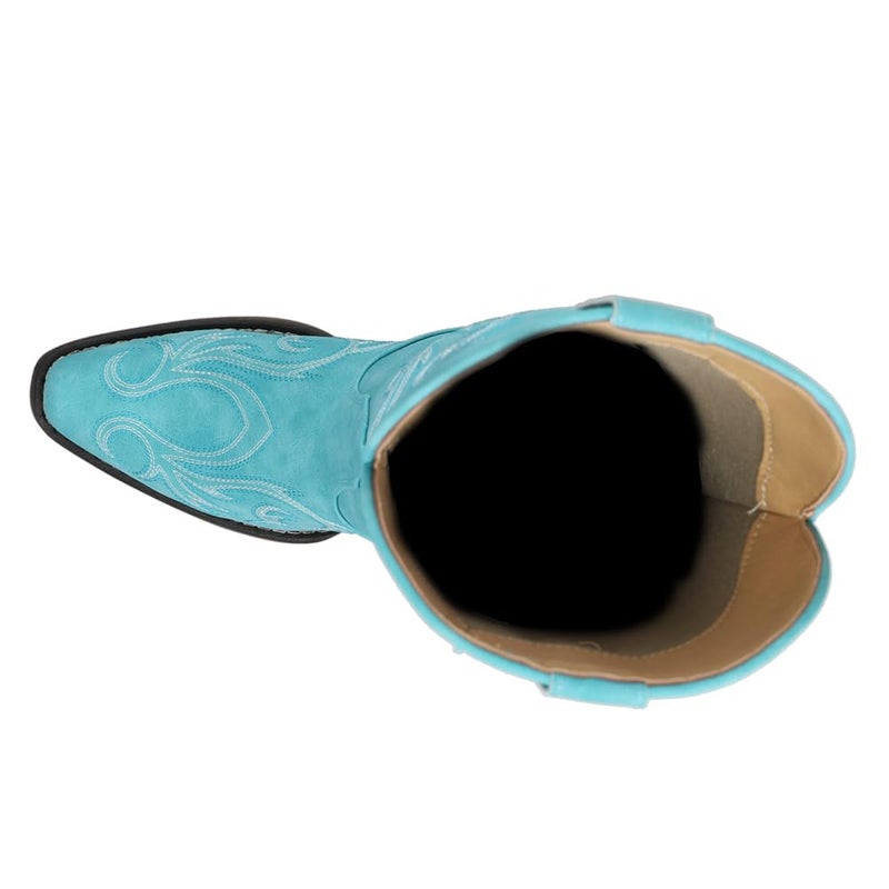 ROPER Womens Riley Embroidered Snip Toe Casual Boots Mid Calf Low Heel 1-2" - Blue - Size 10 M - Image 4